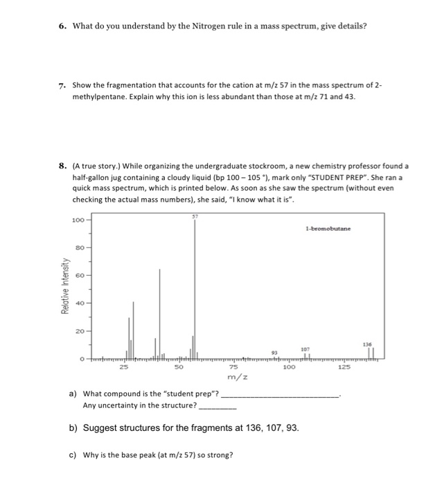 Solved 6. What do you understand by the Nitrogen rule in a | Chegg.com