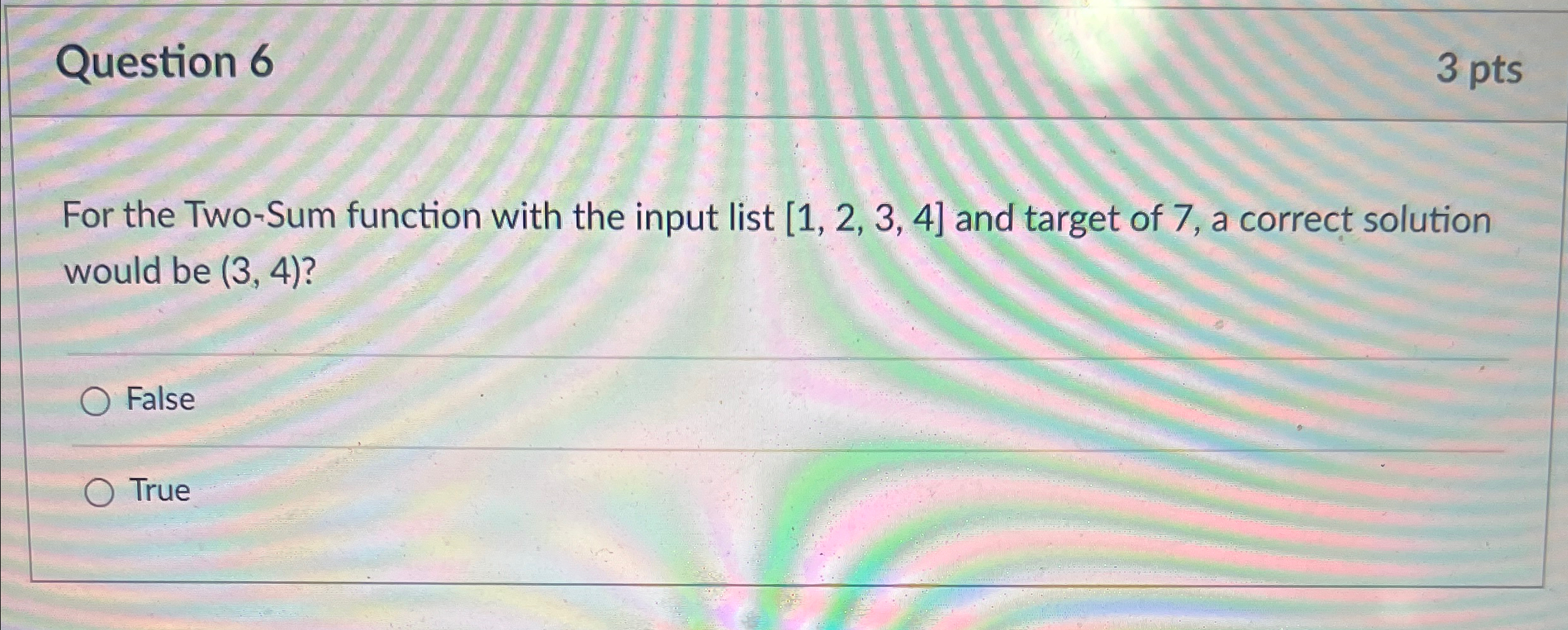 Solved Question 63 ﻿ptsFor the Two-Sum function with the | Chegg.com