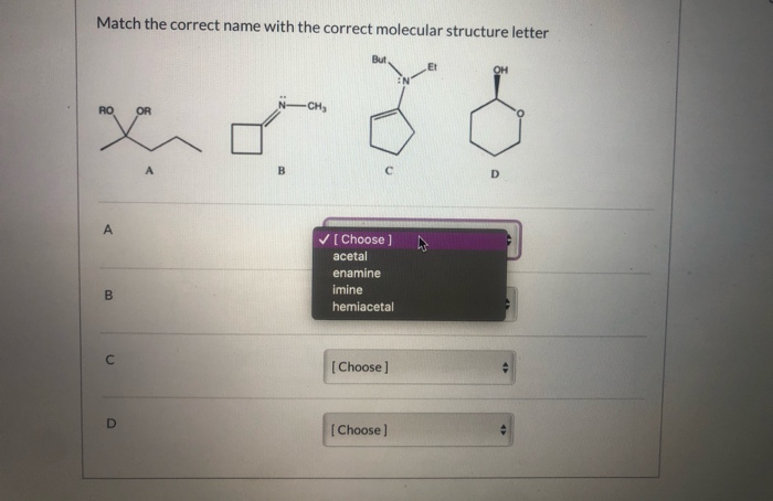 Solved Match the correct name with the correct molecular | Chegg.com