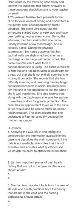 Solved Read carefully the following case study and answer | Chegg.com