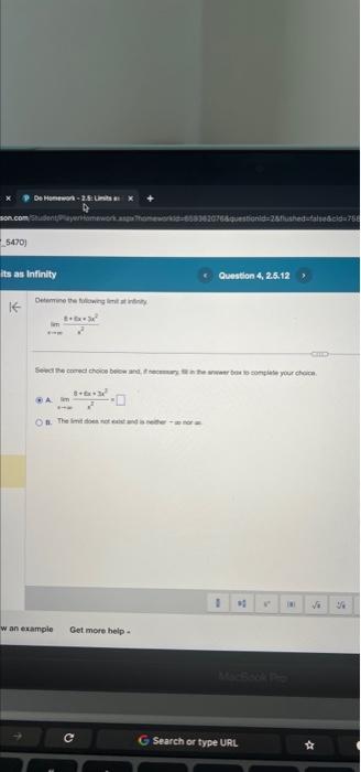 Solved Do Homework - 2.5: Limits as X + 4 its as Infinity K | Chegg.com