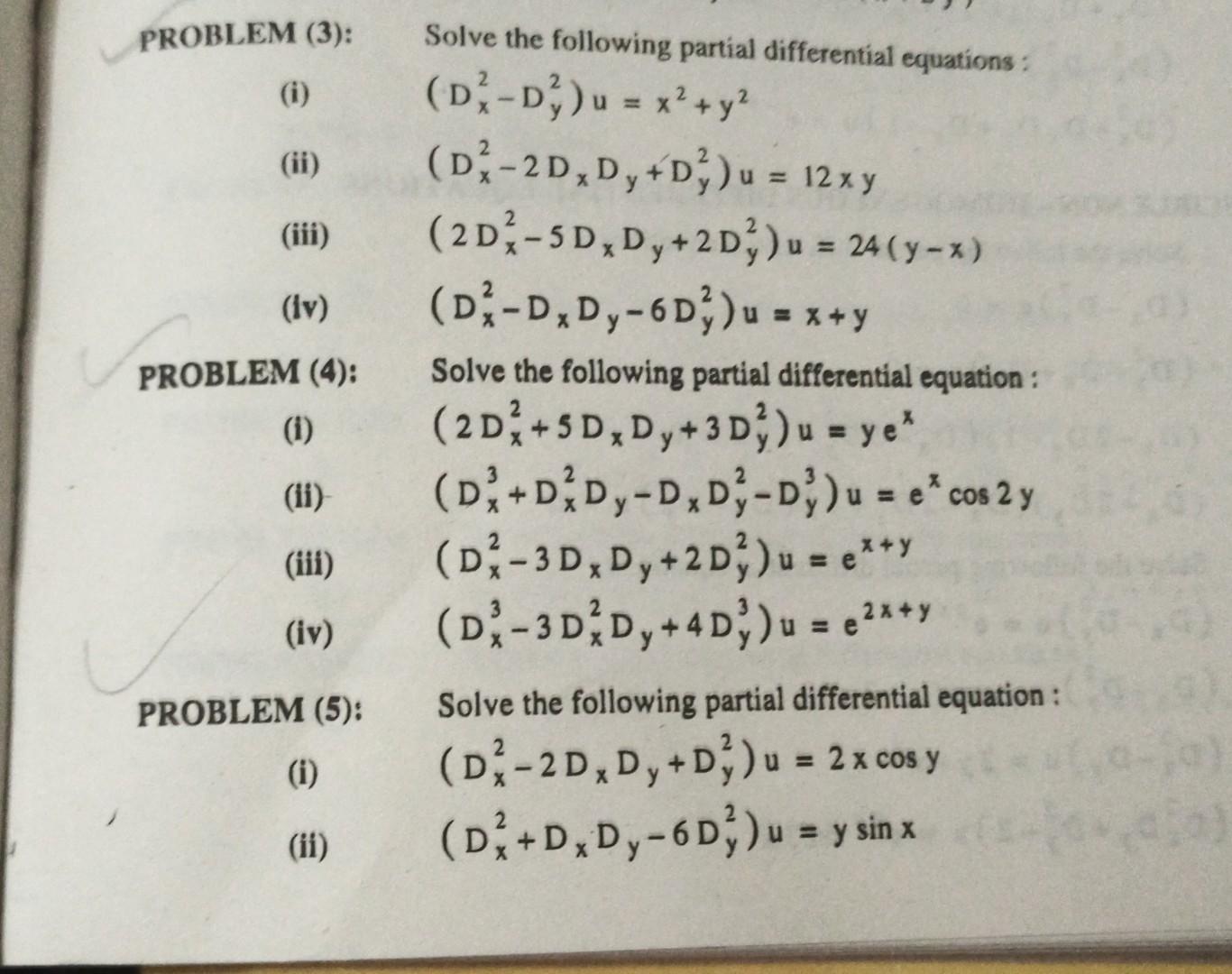 Solved Solve the following partial differential equations : | Chegg.com