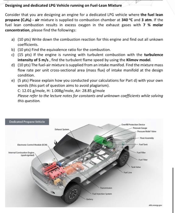 Designing and dedicated LPG Vehicle running on | Chegg.com