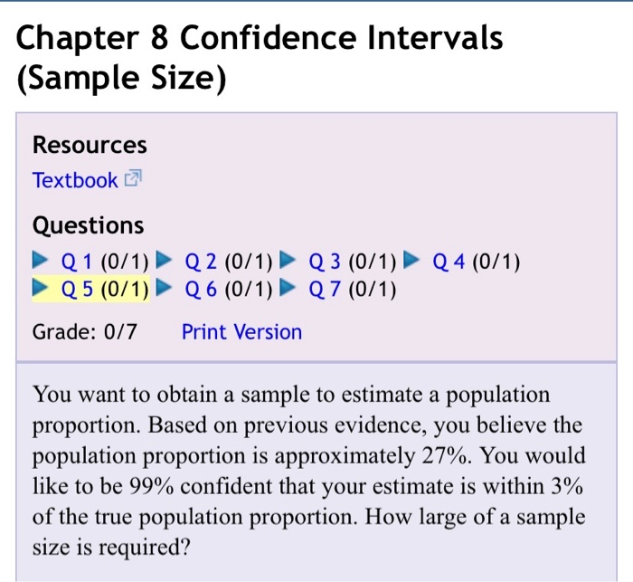 Solved Chapter 8 Confidence Intervals (Sample Size) | Chegg.com