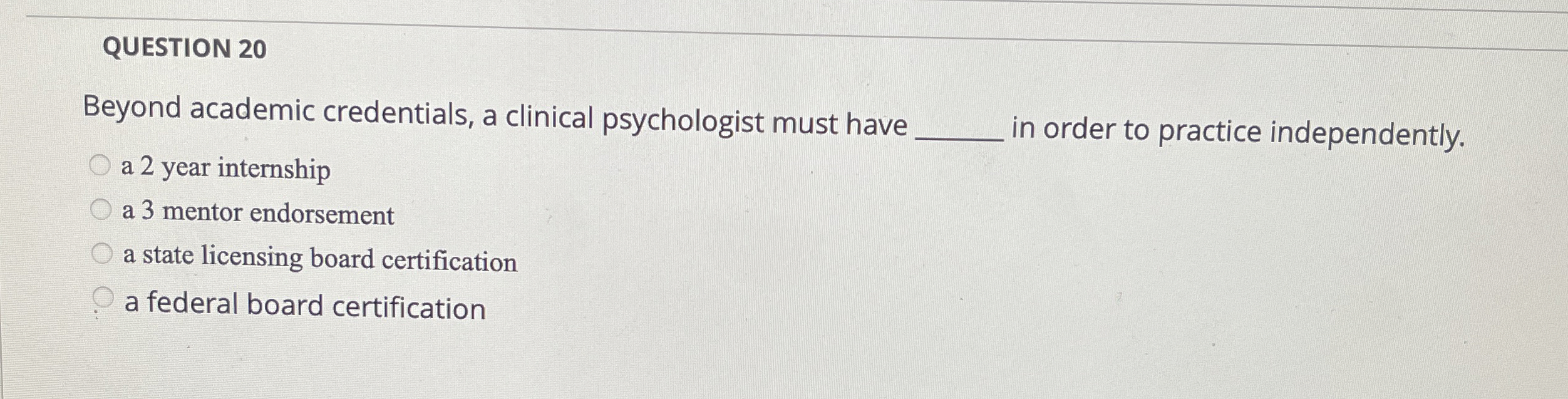 Solved QUESTION 20Beyond academic credentials, a clinical
