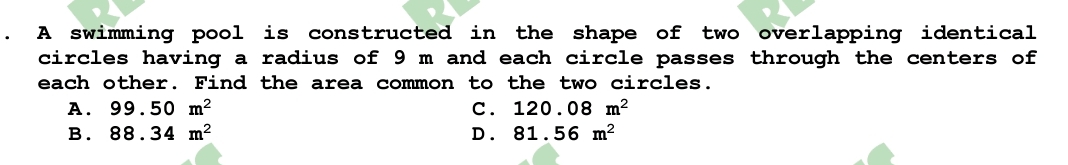 Solved A swimming pool is constructed in the shape of two | Chegg.com