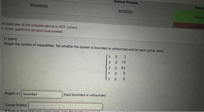 Solved T or the questions remains unanswered. (1 point) | Chegg.com