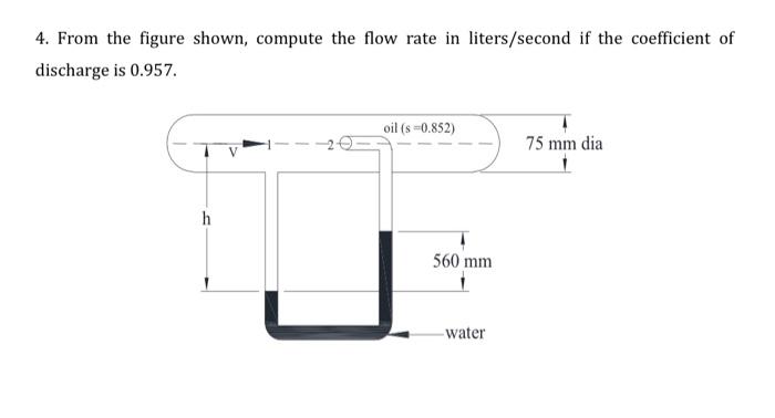 Solved 4. From the figure shown, compute the flow rate in | Chegg.com
