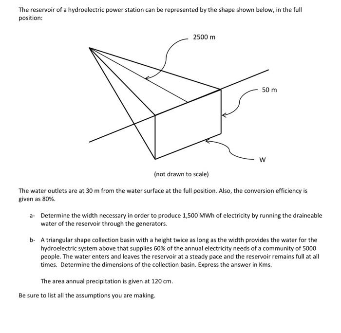 Solved The Reservoir Of A Hydroelectric Power Station Can Be | Chegg.com