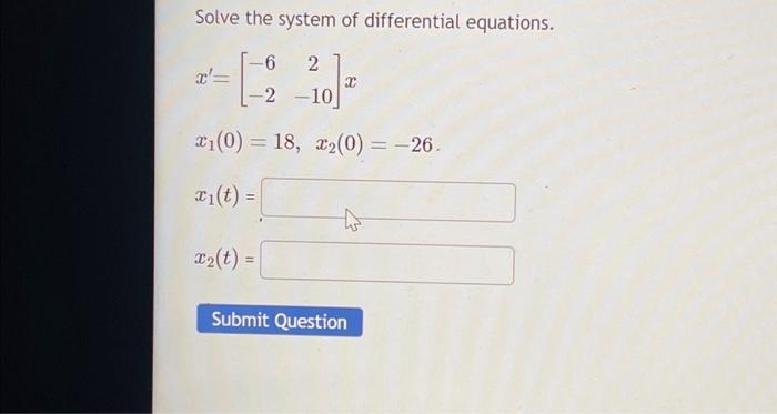 Solved Solve the system of differential equations. | Chegg.com
