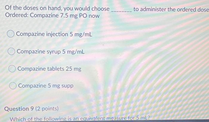 Solved Of the doses on hand, you would choose Ordered: | Chegg.com
