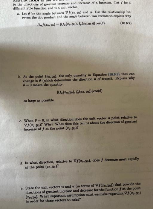 Solved to the directions of greatest increase and decrease | Chegg.com