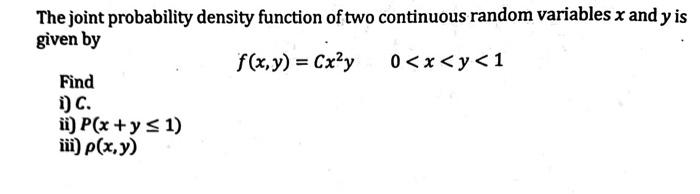 Solved The joint probability density function of two | Chegg.com