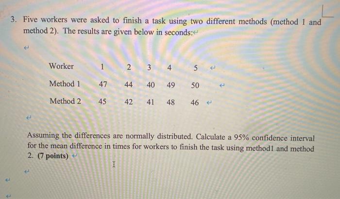 Solved 3. Five workers were asked to finish a task using two | Chegg.com