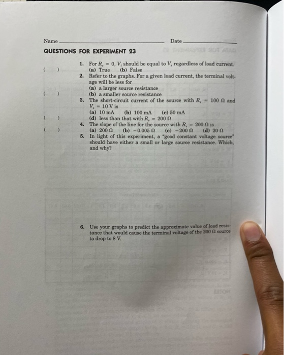 Expg23 Answers.pdf Solved Name Date QUESTIONS FOR EXPERIMENT 23 ) ) 1. For R. - | Chegg.com