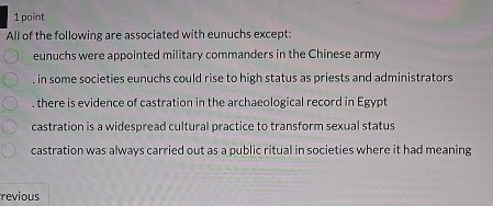 Solved 1 ﻿pointAll of the following are associated with | Chegg.com