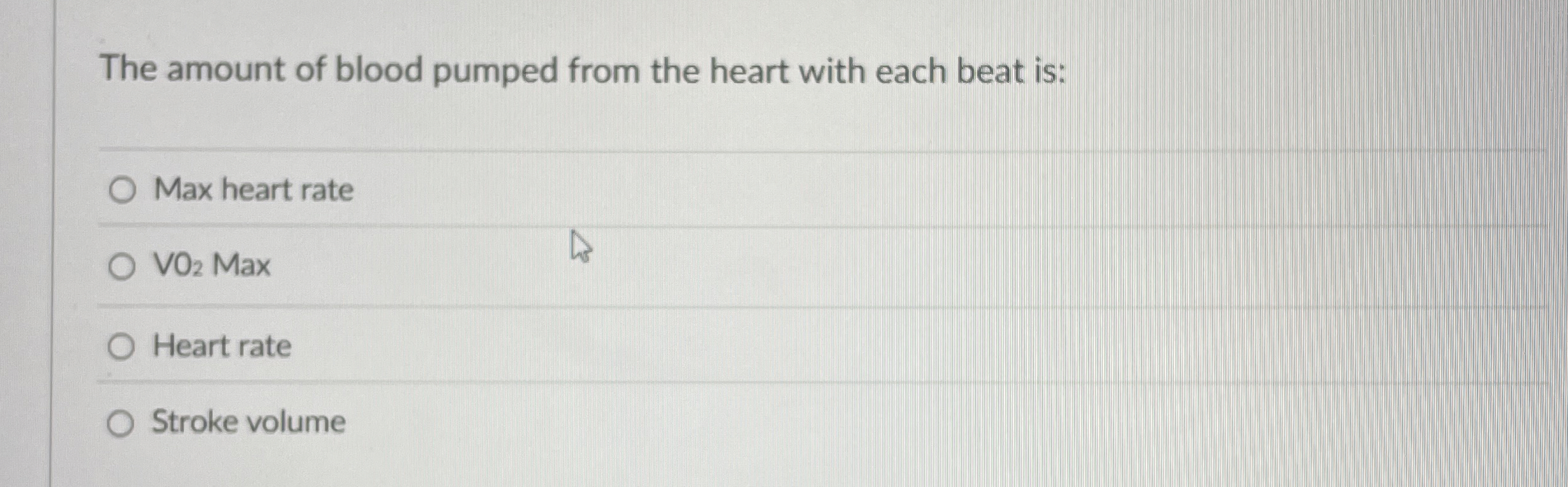 Solved The amount of blood pumped from the heart with each | Chegg.com