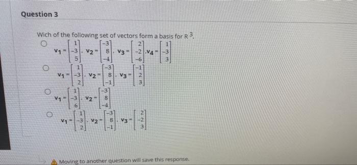 Solved Wich of the following set of vectors form a basis for | Chegg.com
