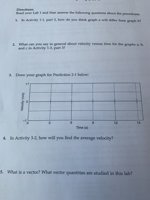 Directions: Read over Lab 1 and then answer the | Chegg.com