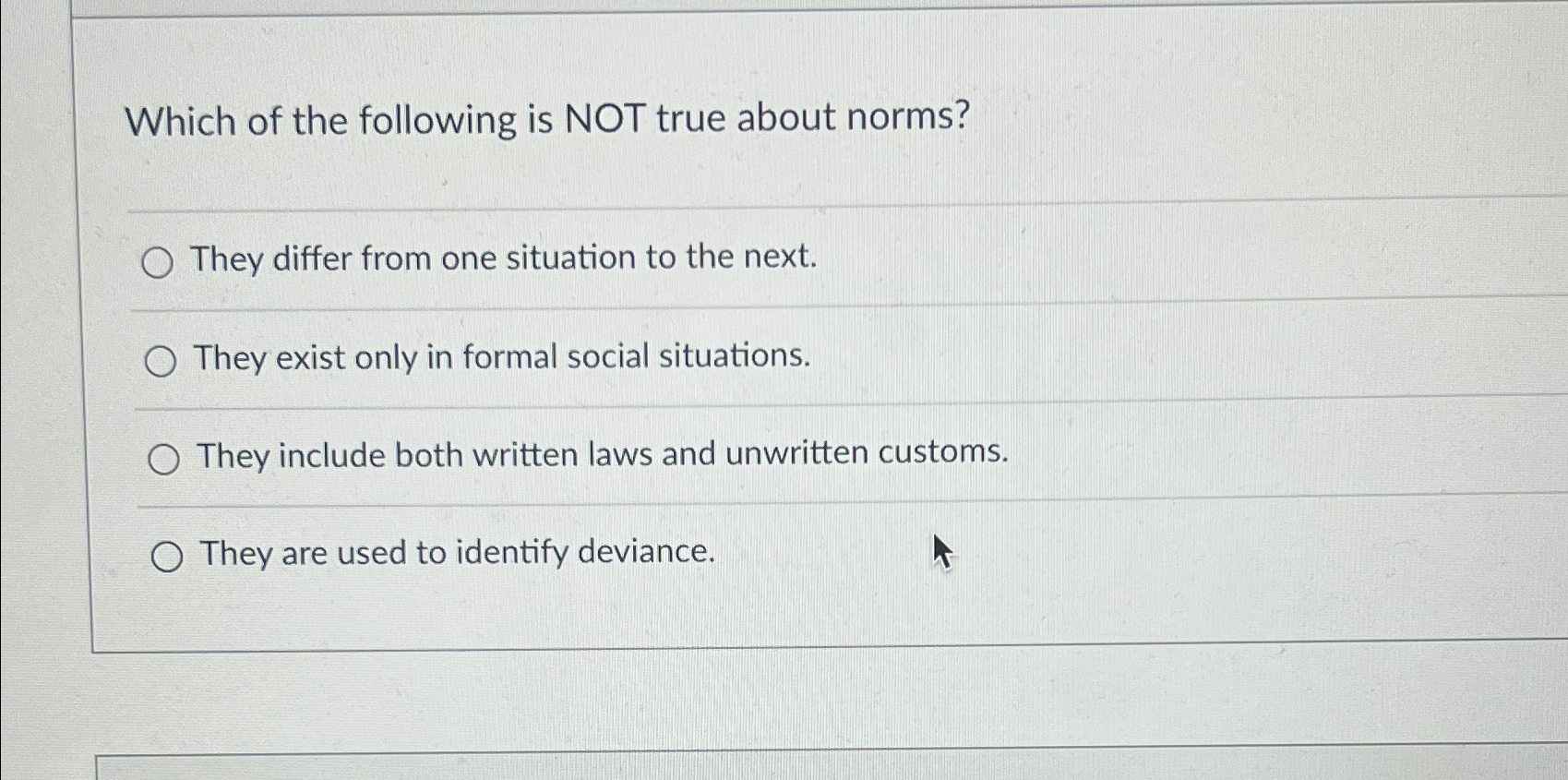 Solved Which of the following is NOT true about norms?They