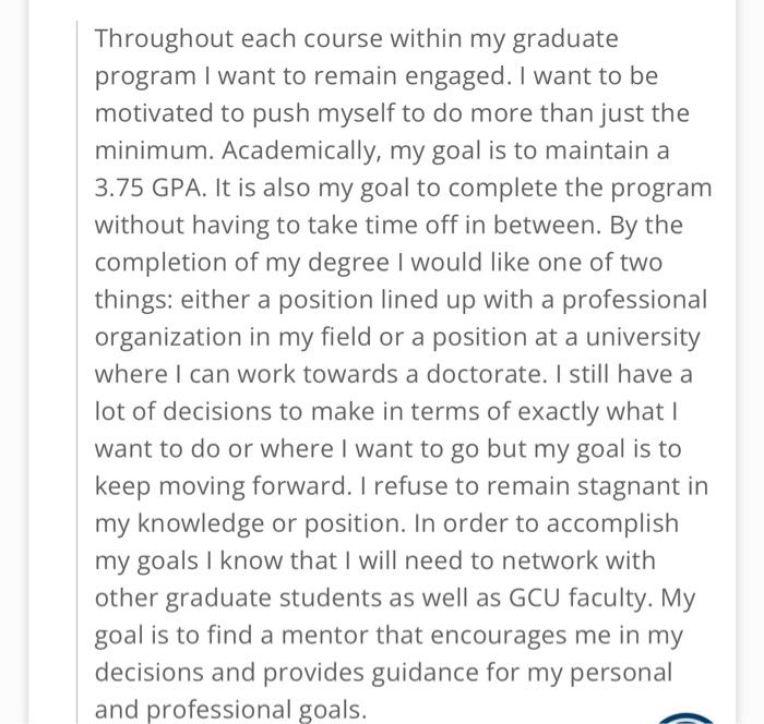 Solved Throughout each course within my graduate program I | Chegg.com