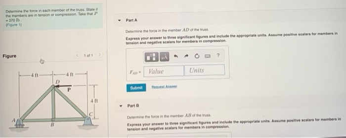 Solved Determine the force in each member of the truss State | Chegg.com