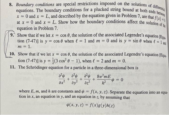 8. Boundary conditions are special restrictions | Chegg.com