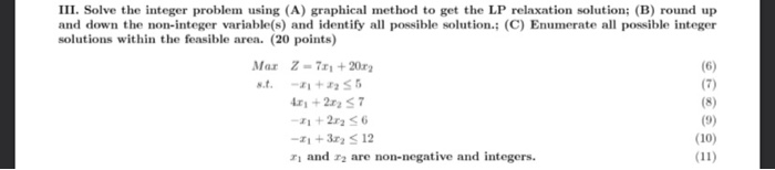 Solved III. Solve the integer problem using (A) graphical | Chegg.com