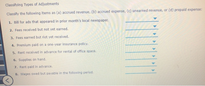 All Of The Following Are Types Of Adjustments Except Solved Classifying Types of Adjustments Classify the | Chegg.com
