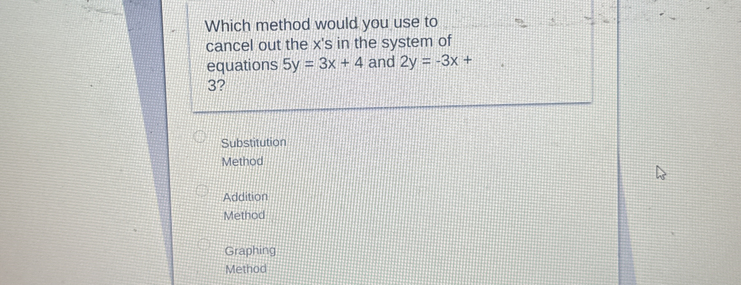 Solved Which method would you use tocancel out the x's in | Chegg.com