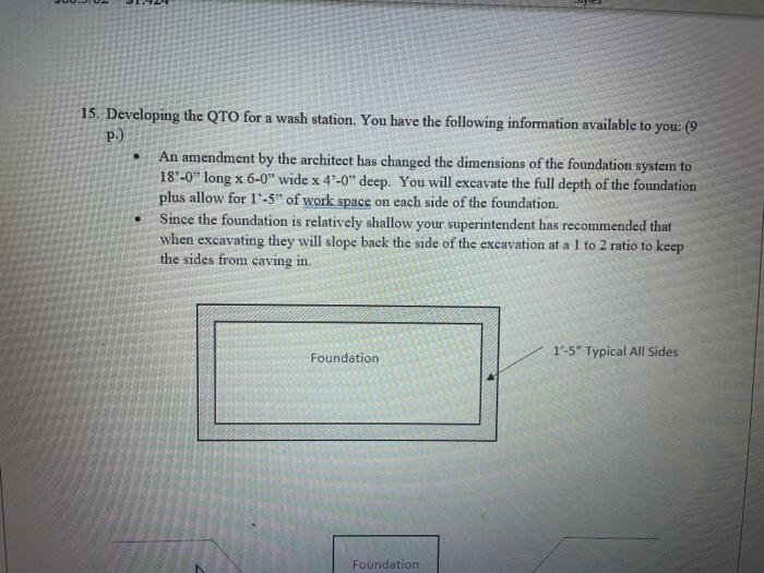 Solved 15. Developing the QTO for a wash station. You have | Chegg.com
