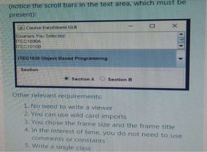 Solved You have to write a small Java GUI for a student user | Chegg.com