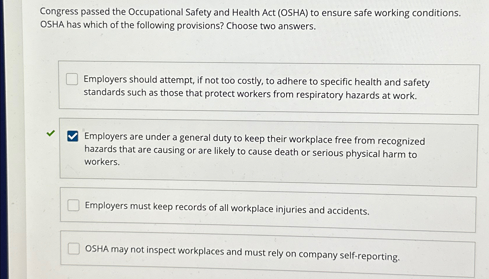 the occupational safety and health act was passed by congress in