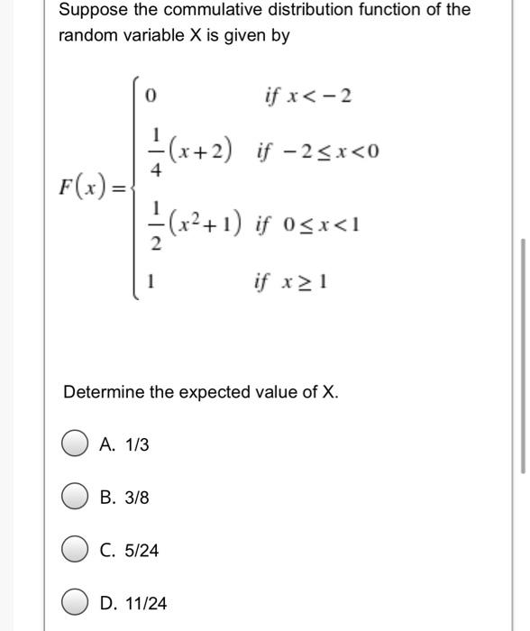 Solved Suppose the commulative distribution function of the | Chegg.com