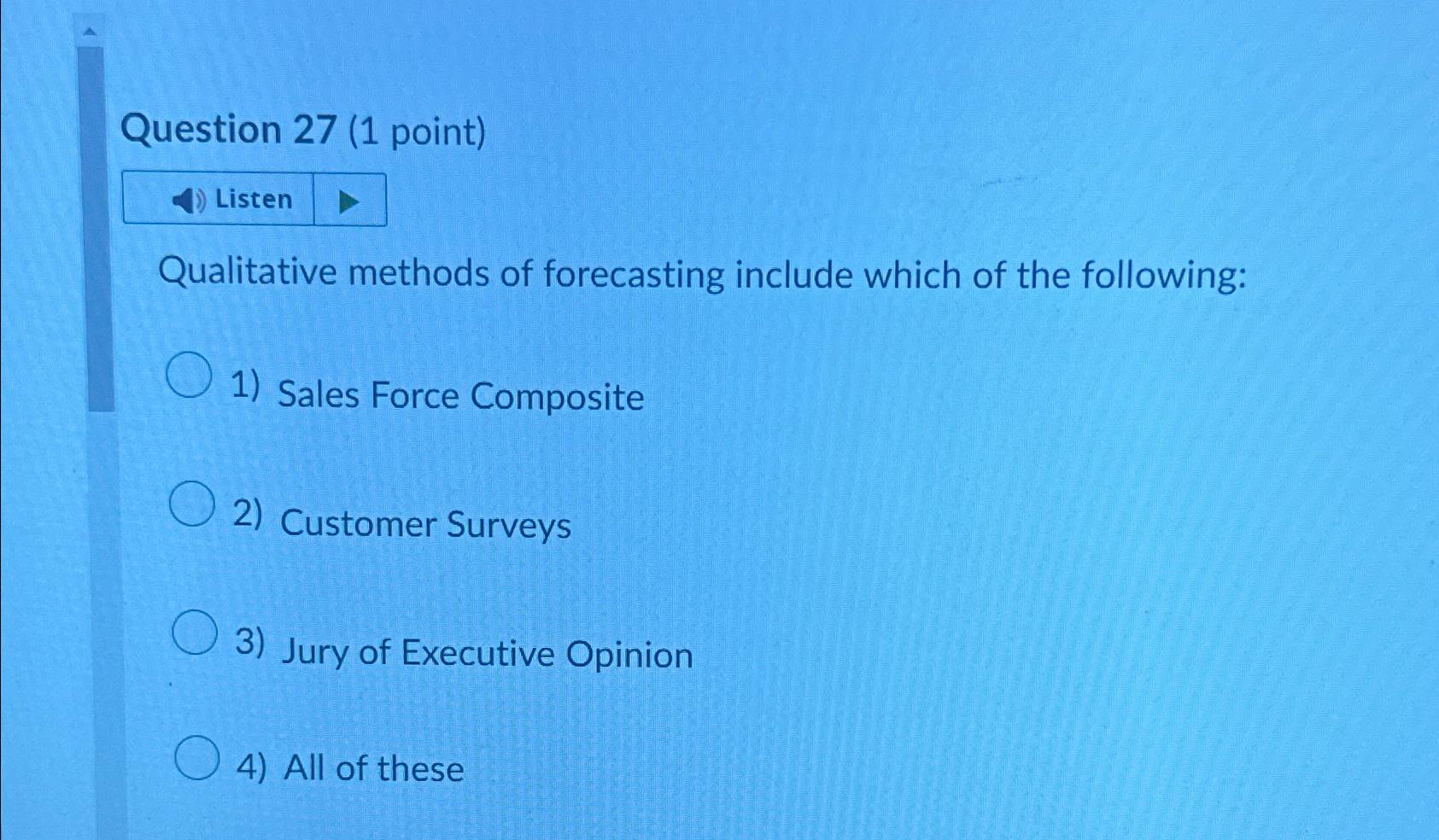 Solved Question 27 (1 ﻿point)ListenQualitative methods of | Chegg.com