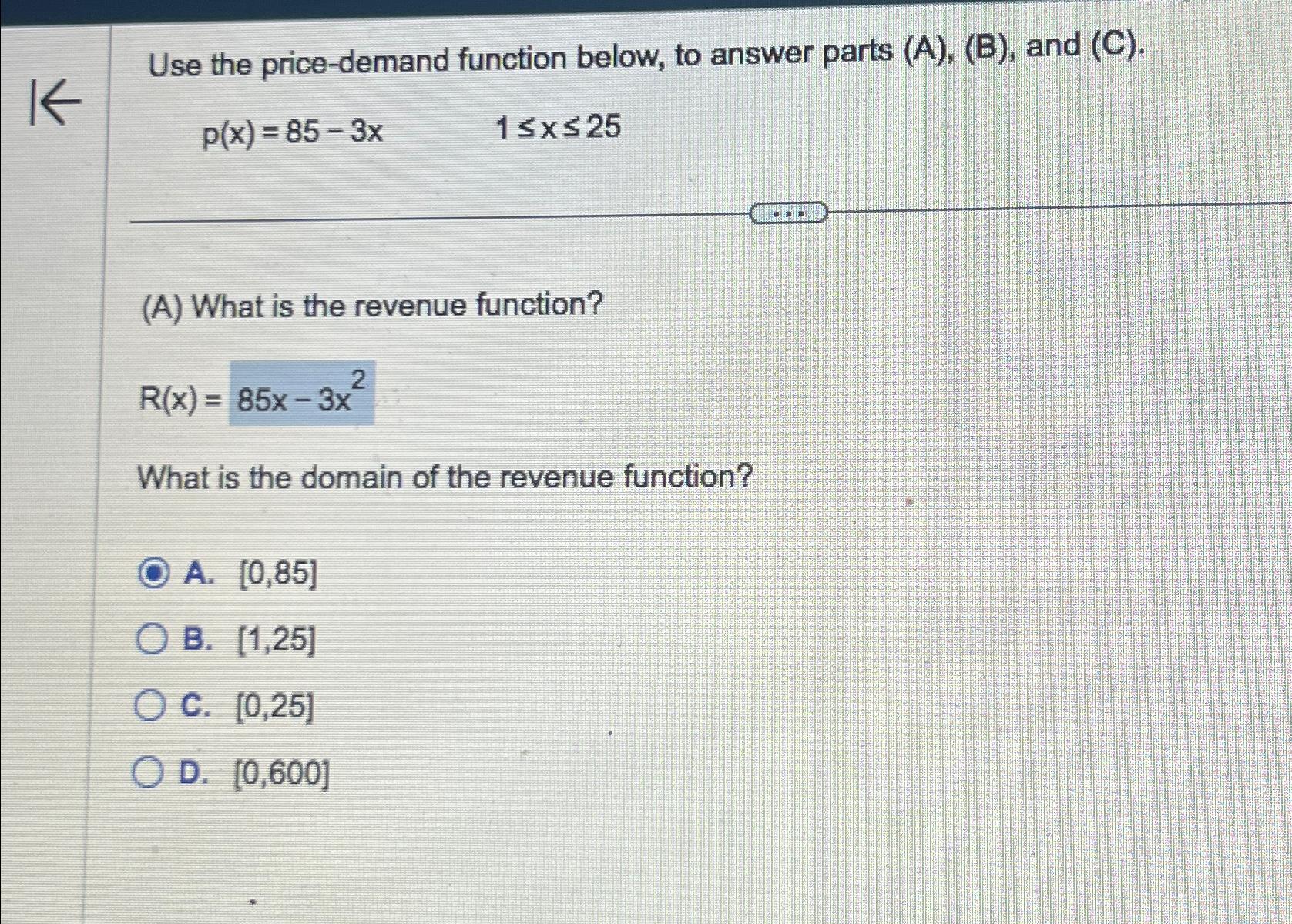 Solved Use the price-demand function below, to answer parts | Chegg.com