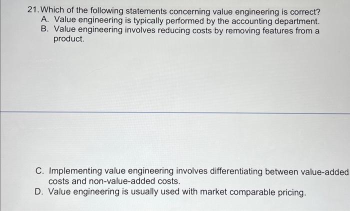 Solved 21. Which Of The Following Statements Concerning | Chegg.com