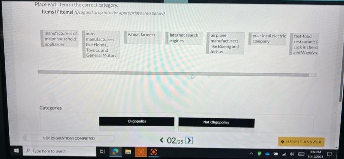 Solved Place each item in the correct category. Items (7 | Chegg.com