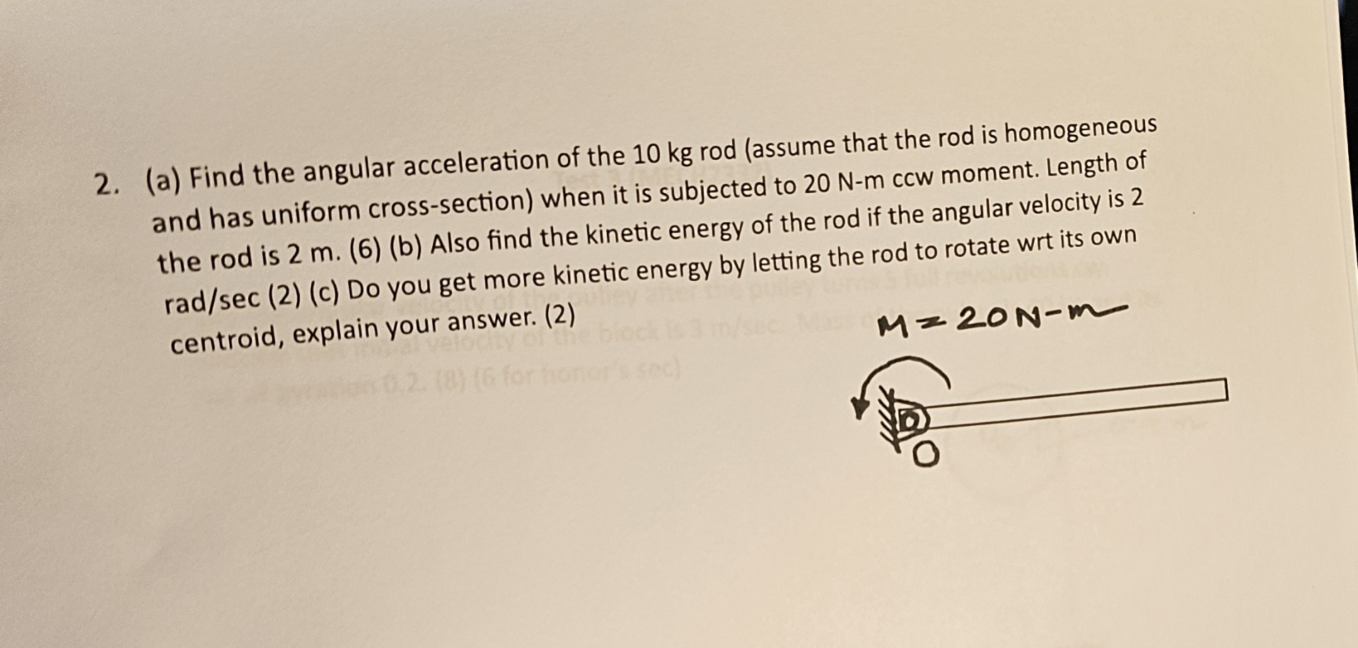 Solved (a) ﻿Find the angular acceleration of the 10kg ﻿rod | Chegg.com