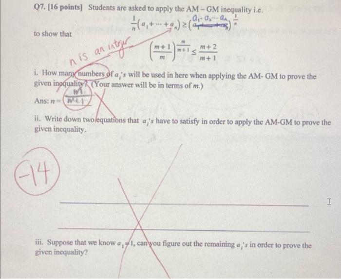 Solved Q7. (16 points) Students are asked to apply the AM-GM | Chegg.com