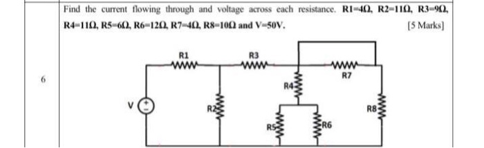 Solved Find the current flowing through and voltage across | Chegg.com