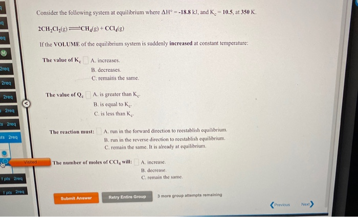 Solved Consider the following system at equilibrium where AH | Chegg.com