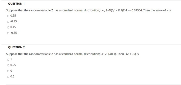 Solved QUESTION 1 Suppose That The Random Variable Z Has A | Chegg.com