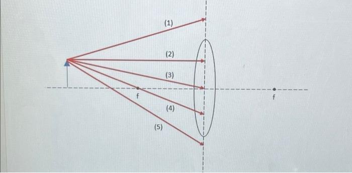 Solved Five rays leaving the top of an object are shown | Chegg.com