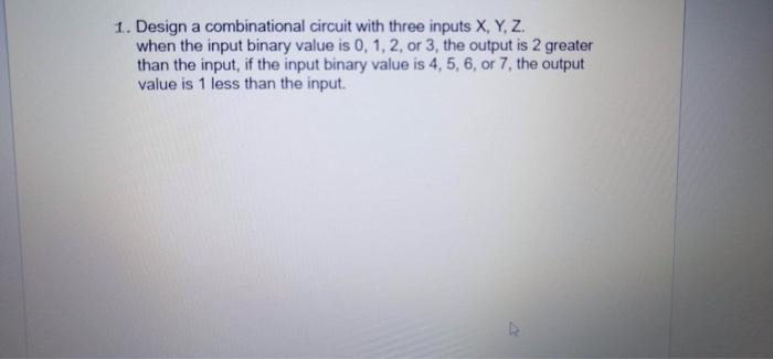 Solved 1. Design a combinational circuit with three inputs | Chegg.com