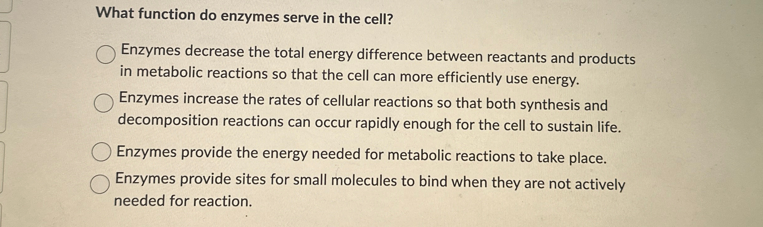 Solved What function do enzymes serve in the cell?Enzymes | Chegg.com