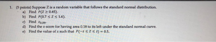 Solved 1. (5 points) Suppose Z is a random variable that | Chegg.com