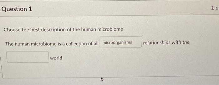 Choose the best description of the human microbiome
The human microbiome is a collection of all relationships with the world