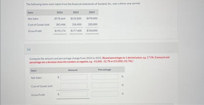 Solved The Following Items Were Taken From The | Chegg.com