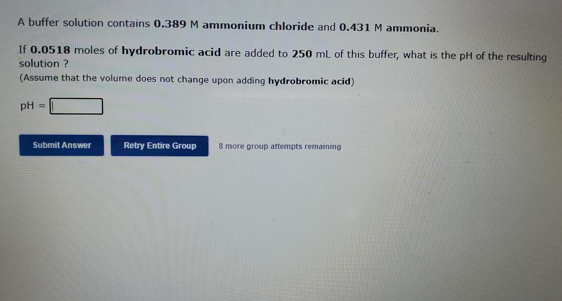 Solved A Buffer Solution Contains 0 389 M Ammonium Chloride